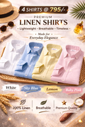 Men's Premium Linen Shirt Combo Pack – Set of 4 Stylish Half Sleeve Casual Shirts