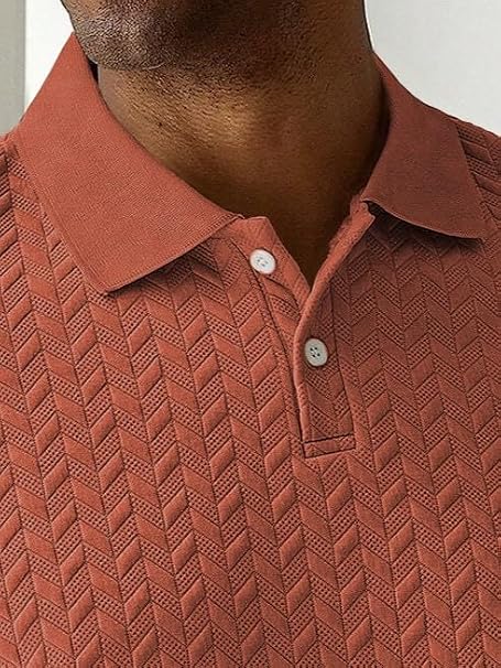 Textured Jacquard Leaf Polo T-Shirt