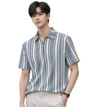 Men's Loose Fit Vertical Striped Polo T-Shirt