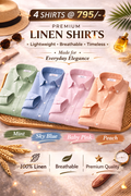 Premium Linen Shirt Combo Pack for Men – Set of 4 Classic Half Sleeve Casual Shirts