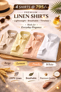 Men's Linen Shirt Collection Combo – Set of 4 Premium Half Sleeve Casual Shirts