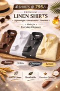 Men's Premium Linen Shirt Combo Set – 4 Piece Half Sleeve Casual Shirt Pack