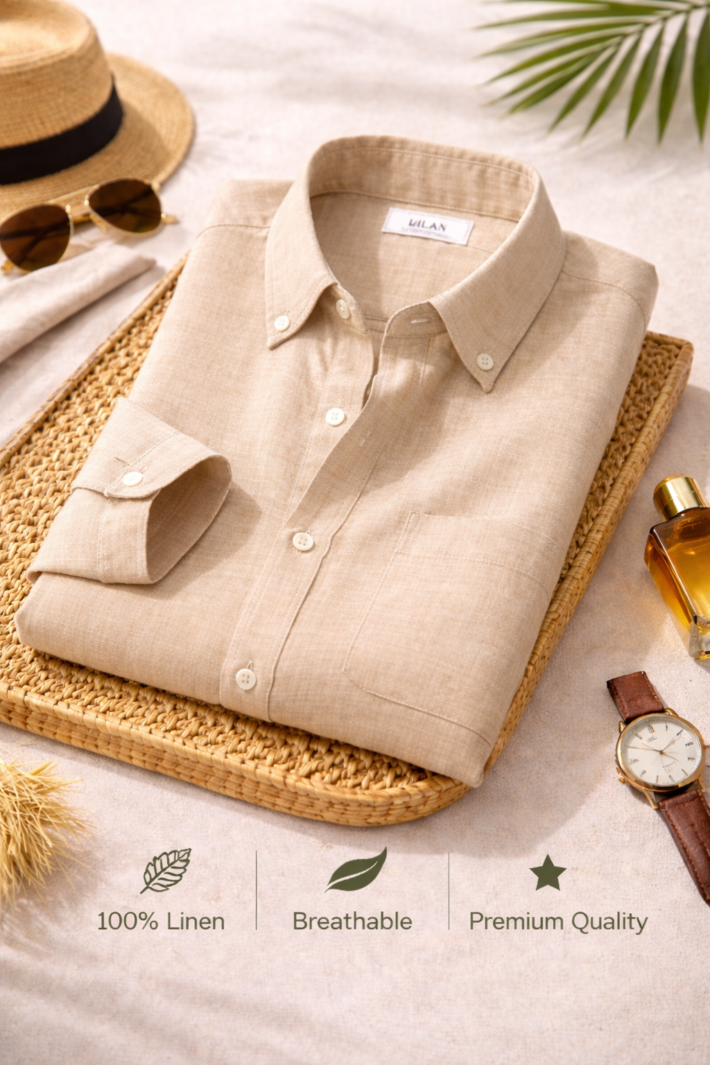 Lemon Premium Linen Shirt for Men – Elegant Half Sleeve Casual Wear