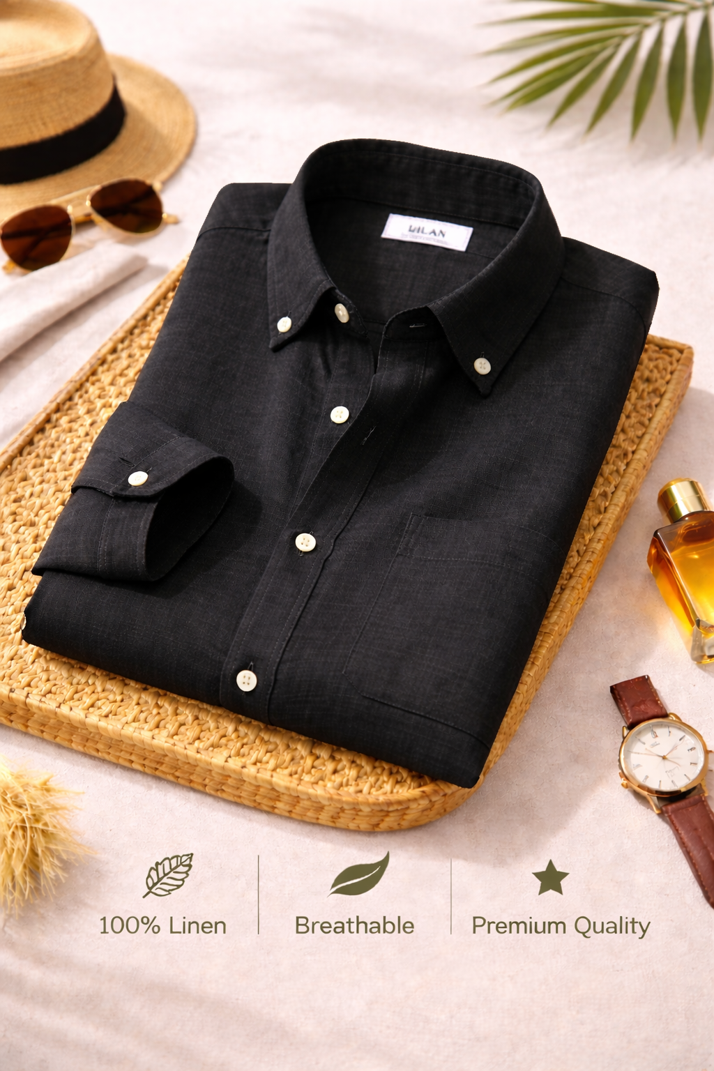 Men's Black Linen Shirt – Premium Classic Half Sleeve Casual Collection